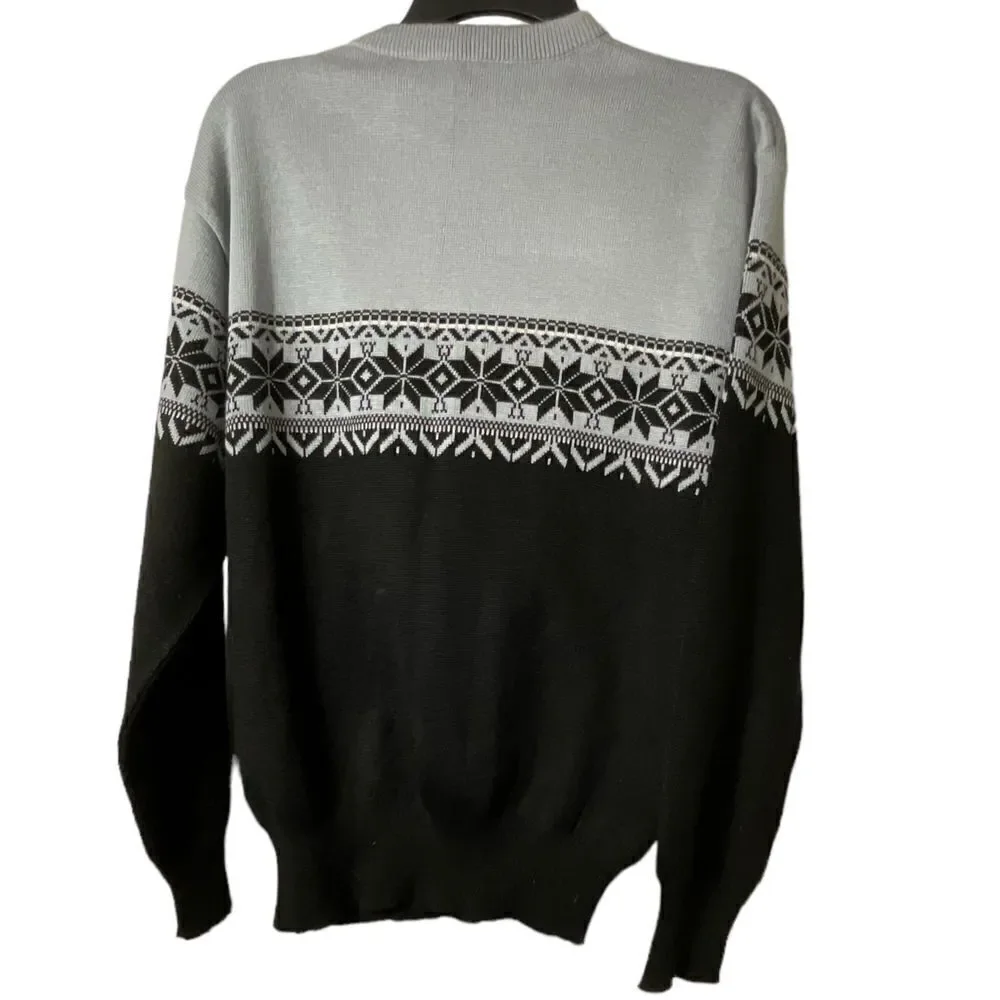 Vintage Herman's‎ Sweater Mens Large Wool Fair Isle Fisherman Chunky Knit Warm